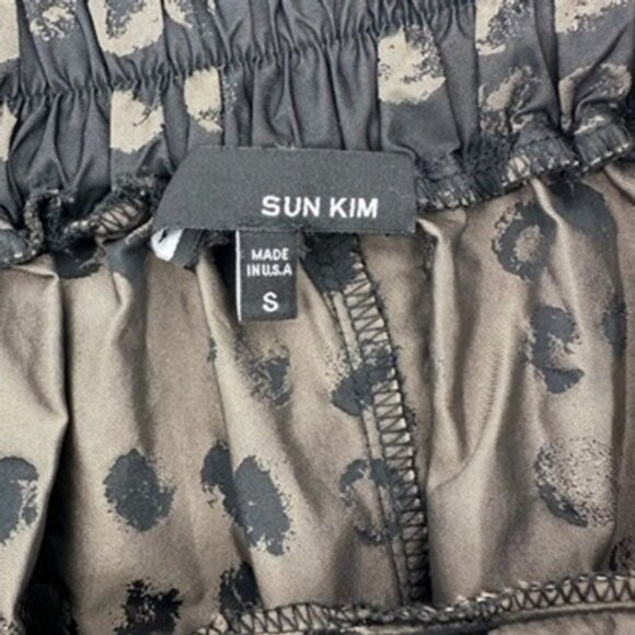 SUN KIM Womens Skirt Polka Dot Black Beige Balloon Style Size S Made in USA - Picture 5 of 8